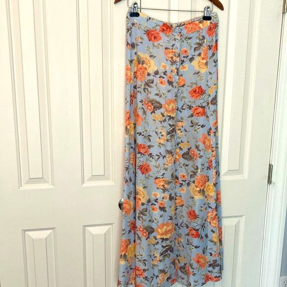 REVOLVE Majorelle Sangria Floral Maxi Skirt in Blue and Orange size large - Picture 2 of 11